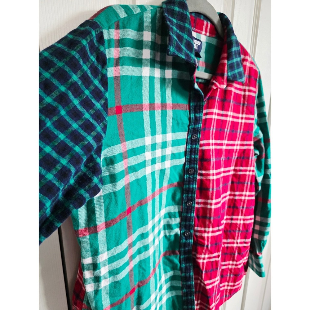 Lands End PL Women's Plaid Colorblock Button Down Shirt Petite 14-16‎ Fleece - Picture 9 of 10